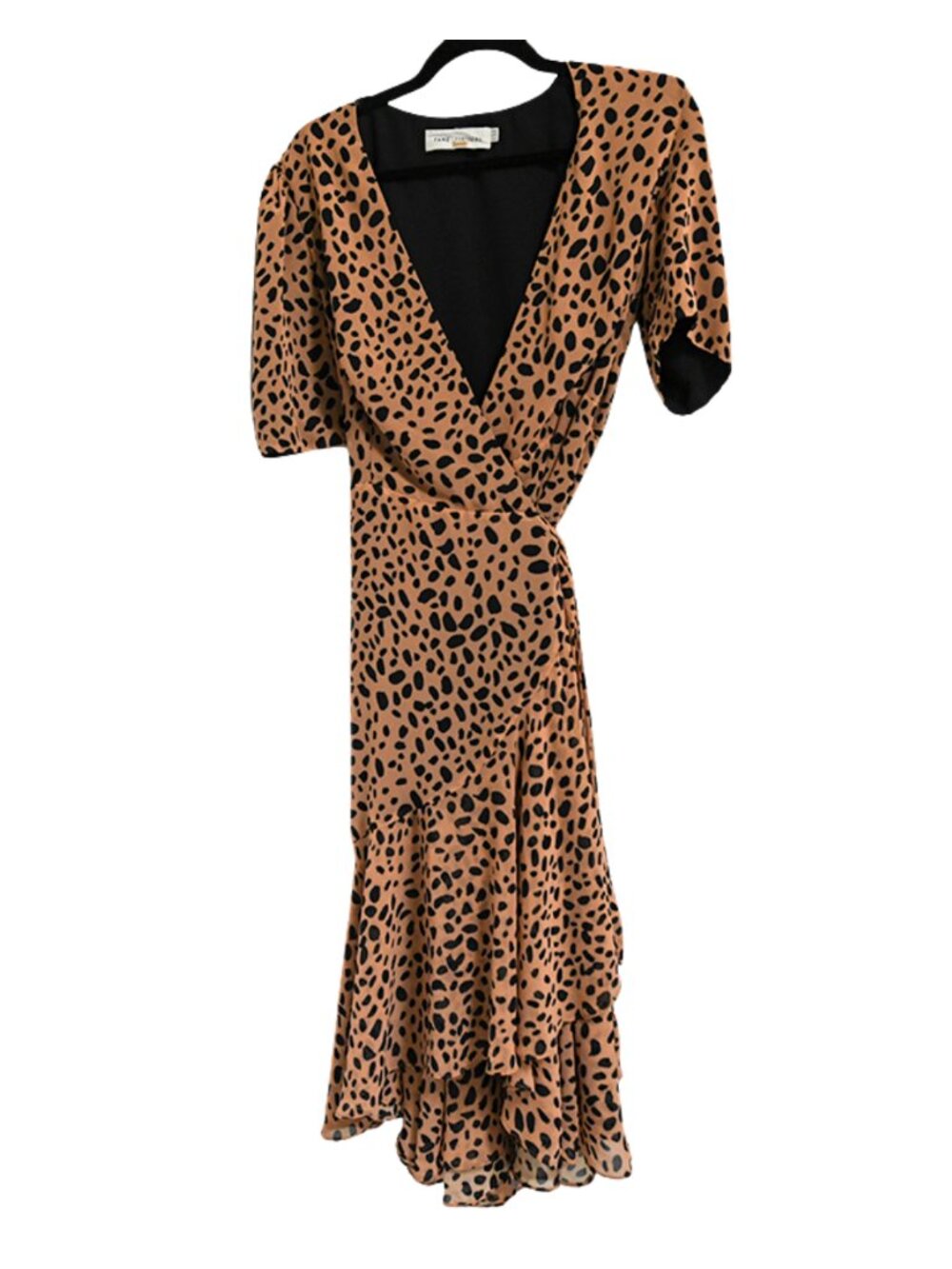 Fame and Partners Leopard Print Ruffle High Low Wrap Dress Sz 10